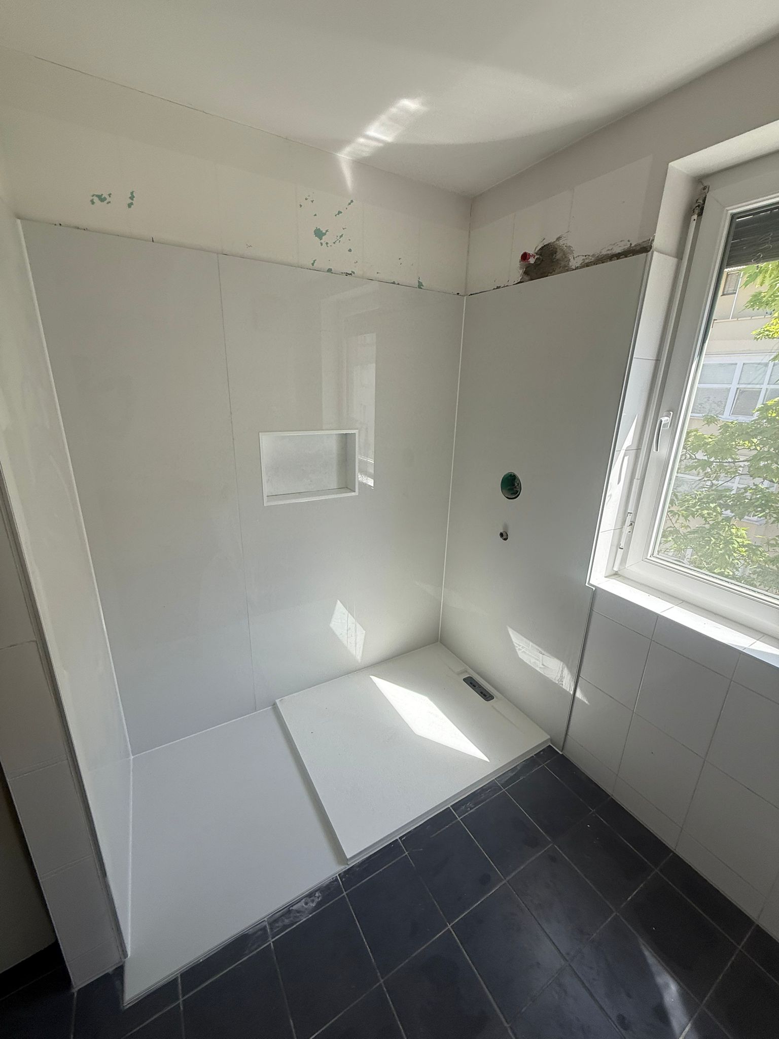 Walk-in Dusche, Rohbauphase, Graz