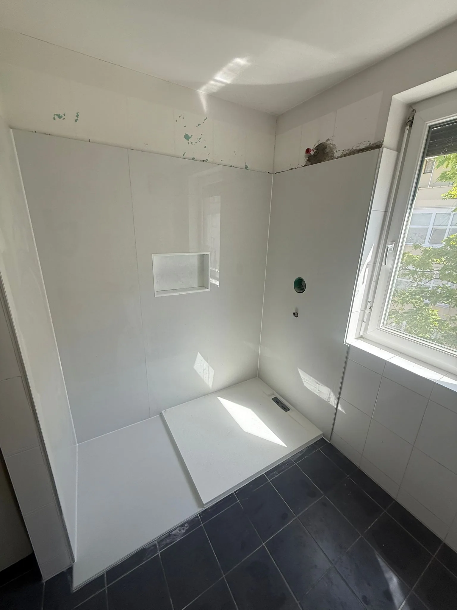 Walk-in Dusche, Rohbauphase, Graz